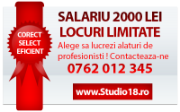 Salariu maxim plus comision! Aplica http://www.studio18.ro